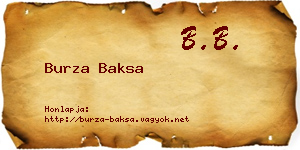 Burza Baksa névjegykártya